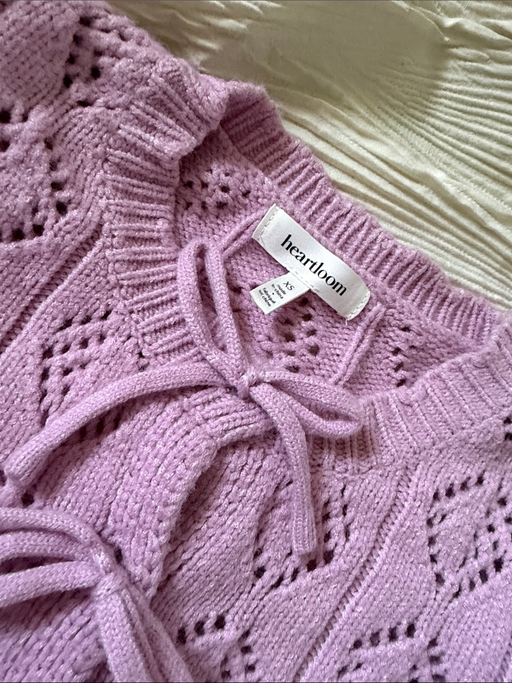 Heartloom Lavender Knit Tie-Front Crewneck Sweater